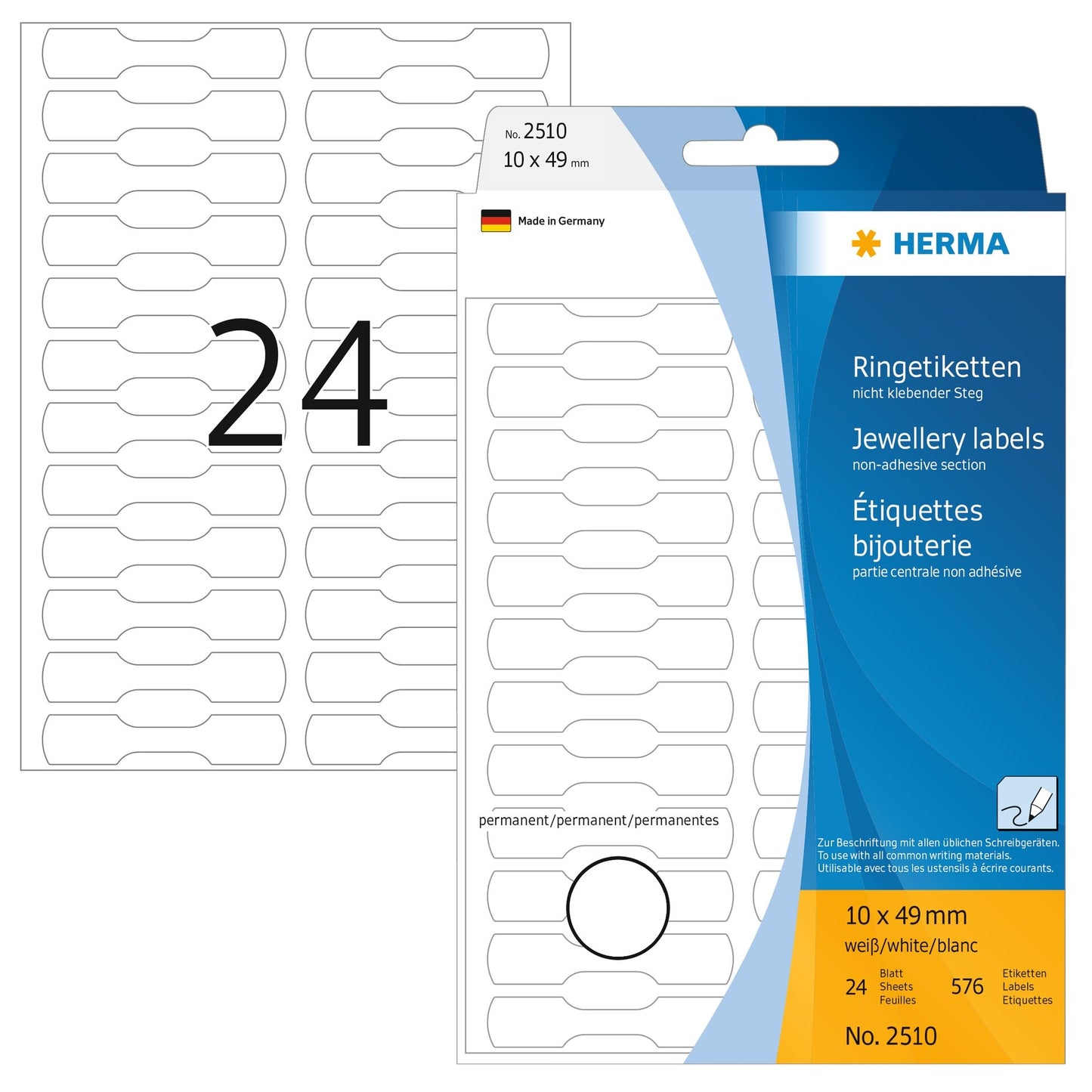 HERMA -  Etiket  2510 10x49mm wit 576st