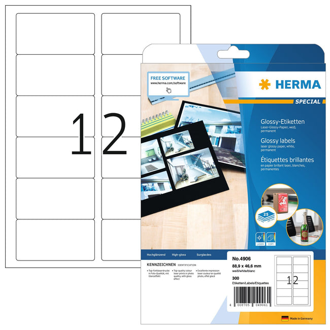 HERMA - Etichetta 4609 52,5x21,2mm premium bianco 11200 etichette | 8 pezzi