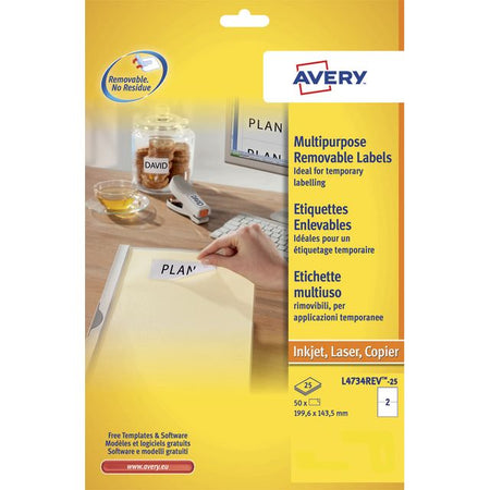 Avery - Étiquette L4734REV-25 199,3x143,5mm blanc 50 étiquettes