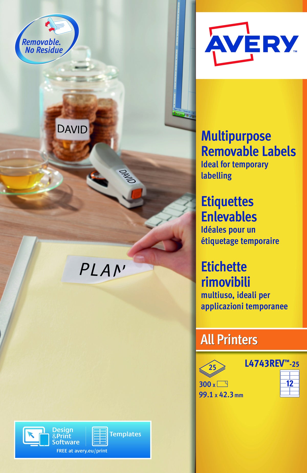 Avery - Label L4743REV-25 99.1x42.3mm white 300 labels | 5 pieces