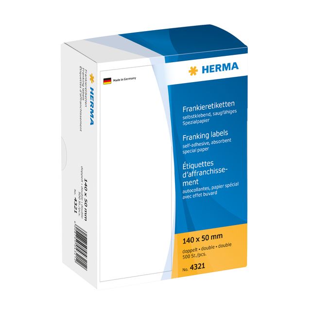 HERMA -  Frankeeretiket  4321 dubbel 140x50mm 500st