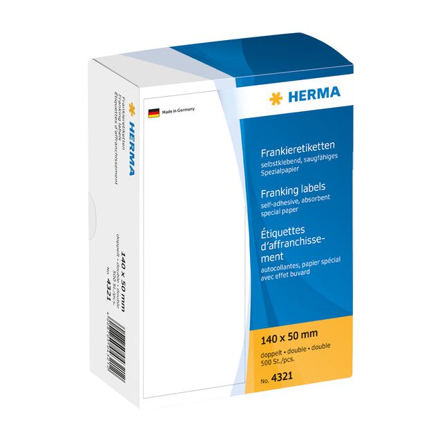 Herma - Franking -Label Herma 4321 Doppel 140x50mm 500 Stück | Box ein 500 -Etikett