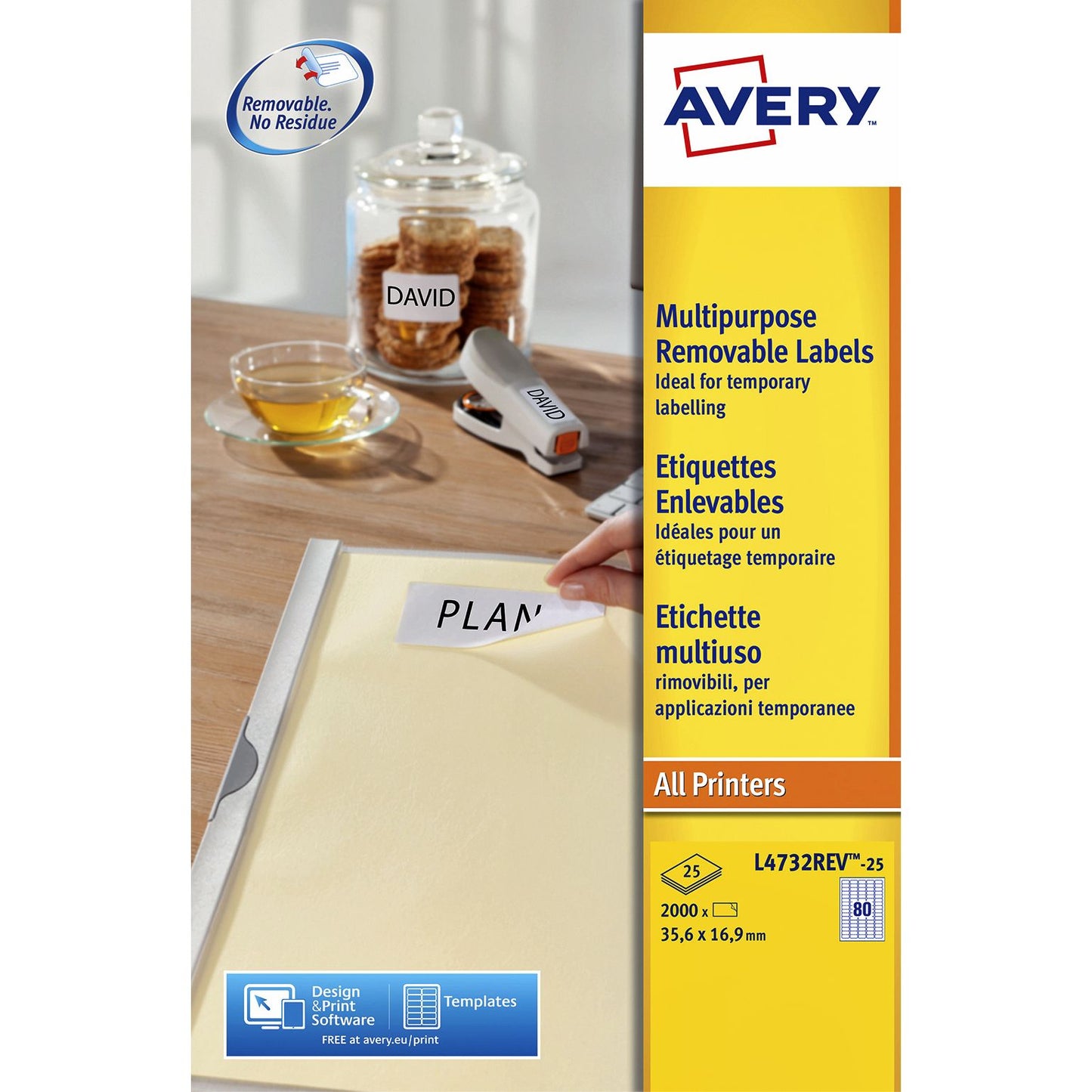 Avery - Étiquette L4732REV-25 35,6x16,9mm blanc 2000 étiquettes | 5 pièces