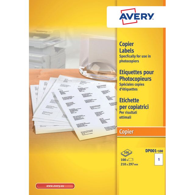 Avery - Étiquette Avery DP001 210x297 White 100 pièces | Boîter une feuille de 100