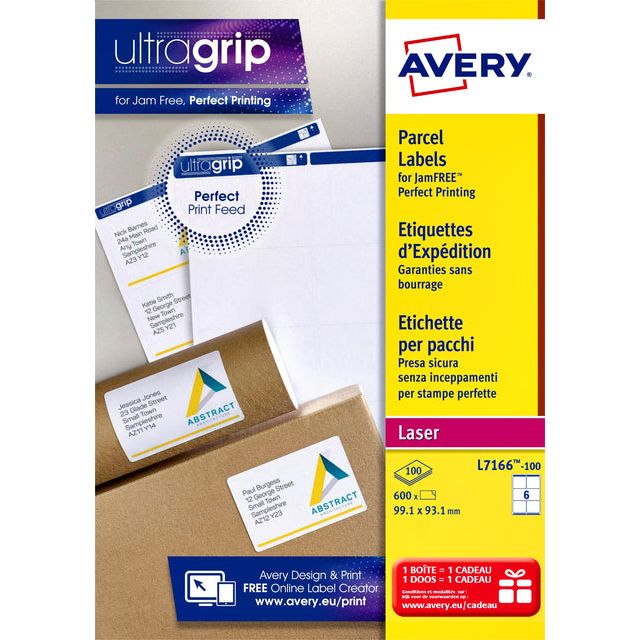 Avery - Étiquette Avery L7166-100 99.1x93.1mm 600 pièces blanches | Boîter une feuille de 100