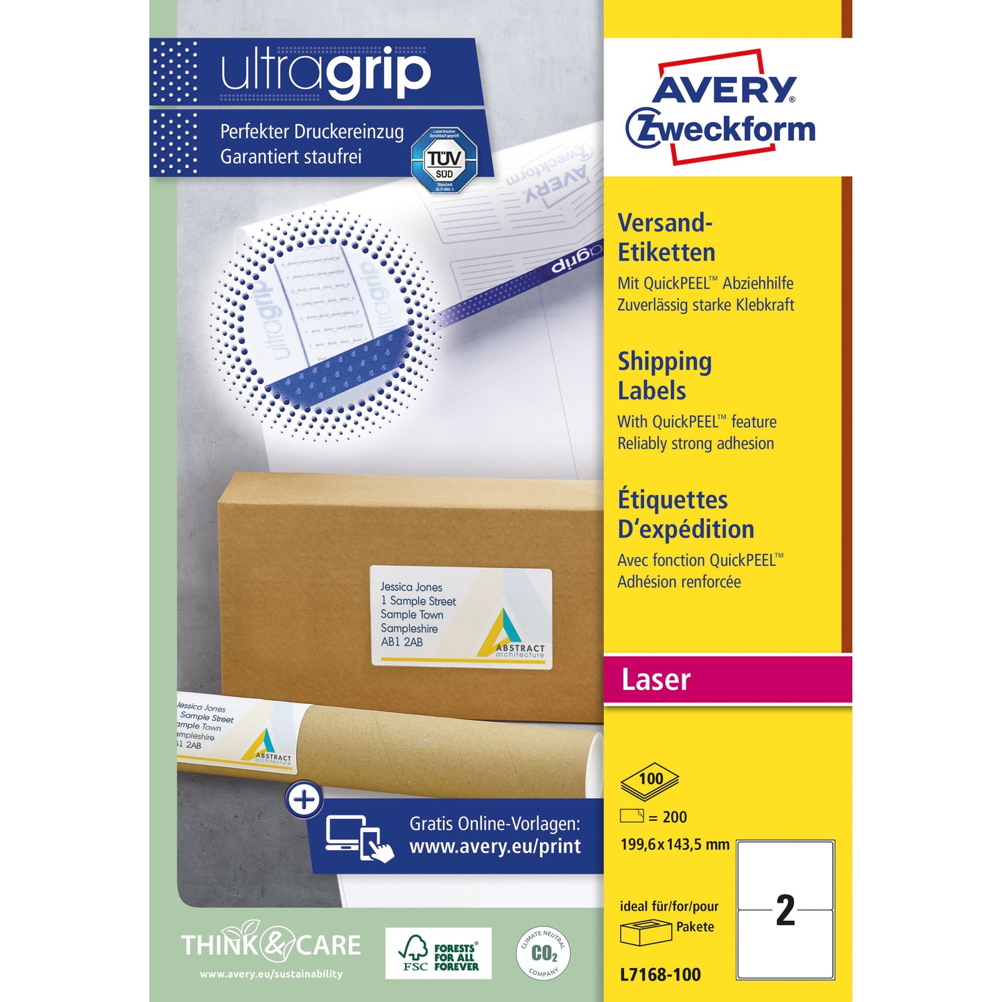 Avery -  Etiket L7168-100 199.6x143.5mm wit 200 etiketten | 5 stuks