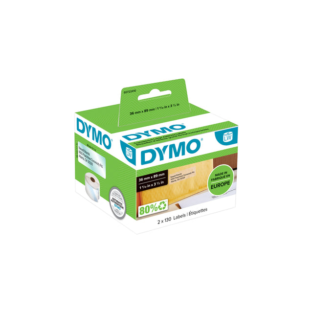 Dymo - Etiket 99013 labelwriter 36x89mm adreslabel transparant 260 stuks | 6 stuks