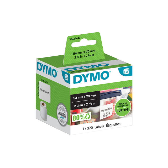 Dymo - Etiket 99015 labelwriter 54x70mm diskettelabel 320stuk | 6 stuks