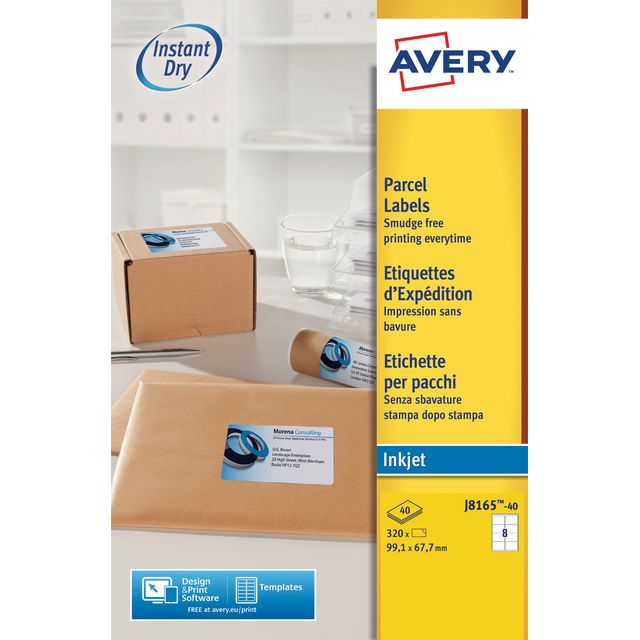 Avery - Label J8165-40 99,1x67,7mm bianco 320 etichette | 5 pezzi