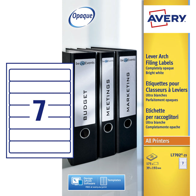 Avery -  Rugetiket smal 39x192mm zelfklevend wit 25 vel