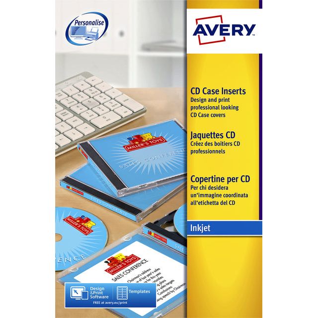 Avery - CD Insert Card Avery J8435-25 151x117mm | Pack von 25 Blättern