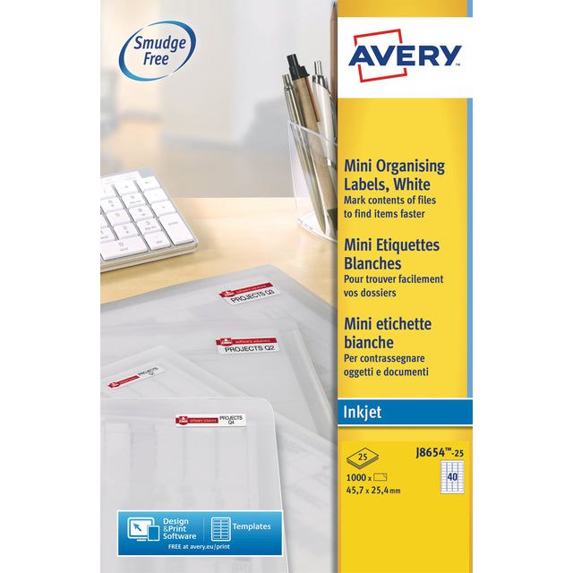 Avery - Label Avery J8654-25 45.7x25.4 mm blanc 1000 pièces | 5 pièces