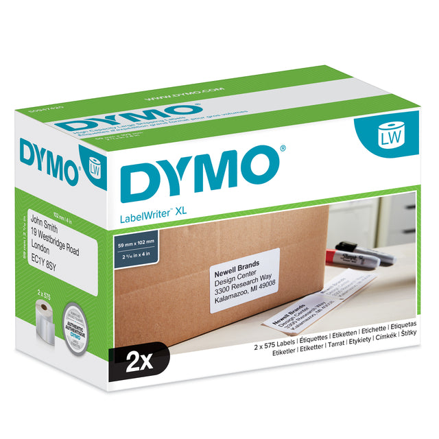 Dymo - Etiket LabelWriter 5XL etiqueta de envío 59x102mm 2 rollos de 575 piezas blanco