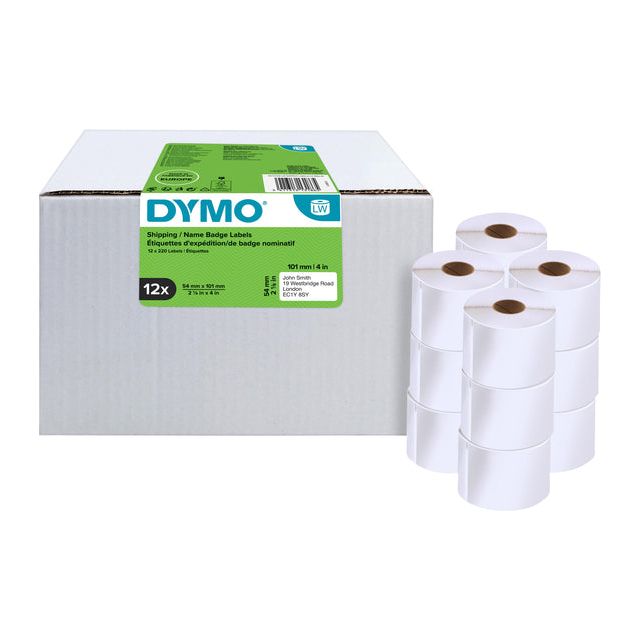 Dymo - Value Pack: etiketten LabelWriter ft 101 x 54 mm, wit, doos van 12 x 220 etiketten