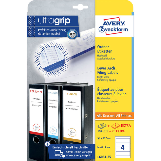 Avery Zweckform - Spine label Zweckform wide 59x192mm self-adhesive white 25 sheets