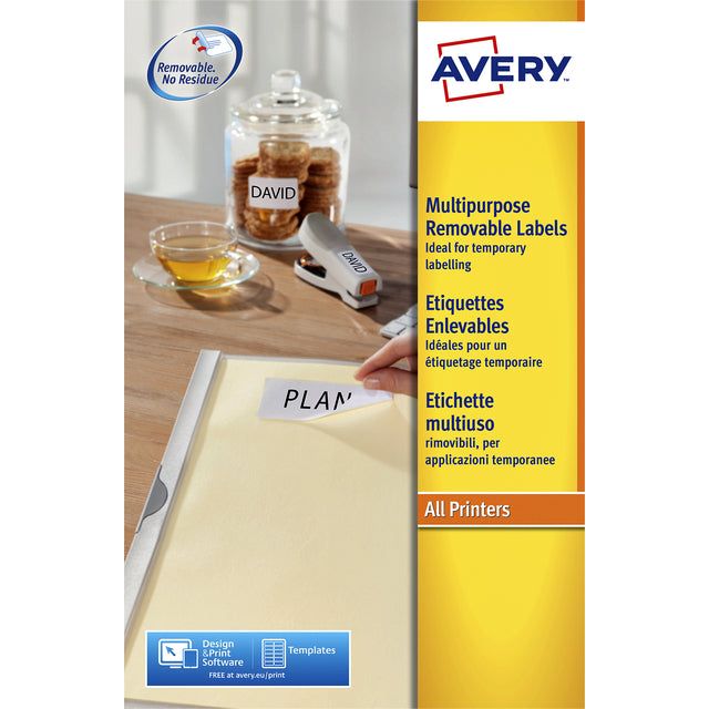 Avery - Label Avery L6025Rev -25 63.5x46.6 mm blanc 450 pièces | Pack de 25 draps