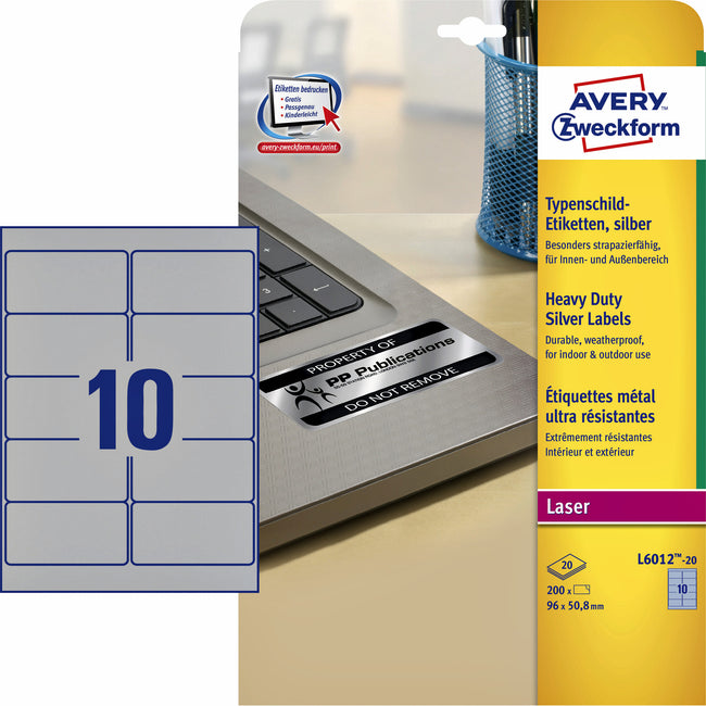 Avery Zweckform - Label Zweckform L6012-20 96x50.8mm silver 200 pieces