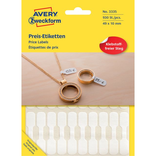 Avery Zweckform - Label AZ 3335 49x10mm blanc 924 pièces | Emballez une feuille de 33