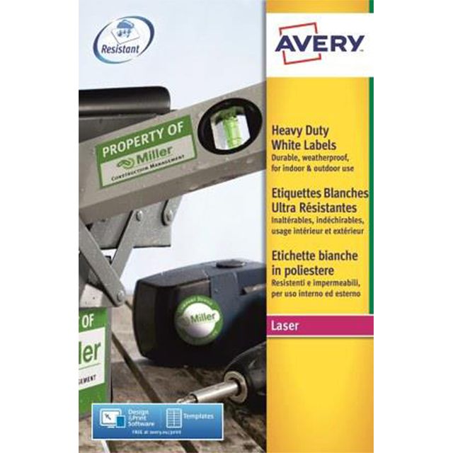 Avery -  Etiket L7060-20 63.5x38.1mm polyester wit 420 etiketten