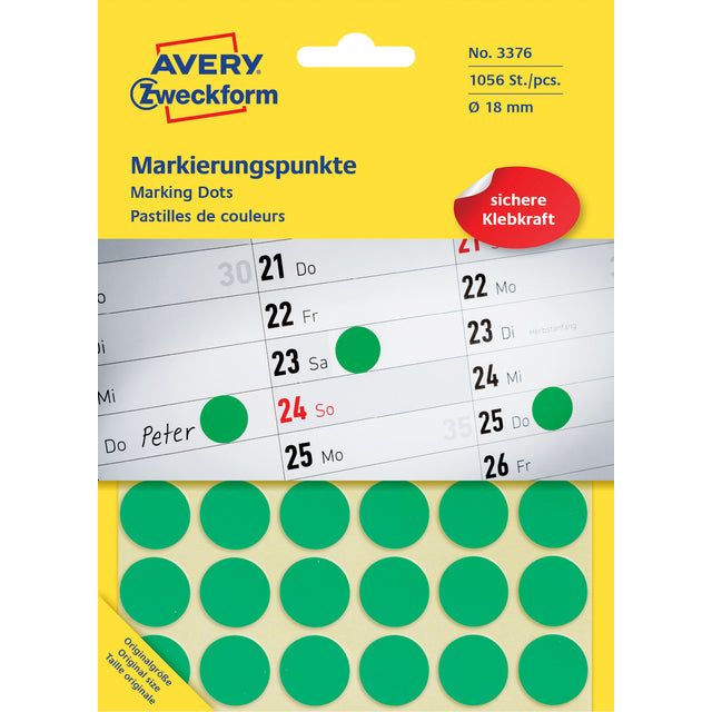 Avery Zweckform - Etikett AZ 3376 um 18 mm Grün 1056 Stücke | Pack von 22 Blättern