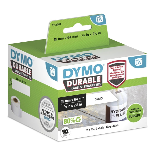 Dymo - Etiket LabelWriter industrial 19x64mm 2 rolls of 450 pieces white