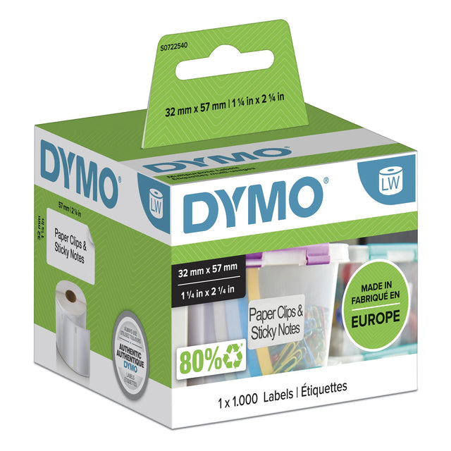 Dymo - Etiket LabelWriter multifunctional 32x57mm 1 roll of 1000 pieces white