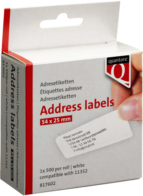 Quantore - Labeletiket 11352 54x25mm retour wit