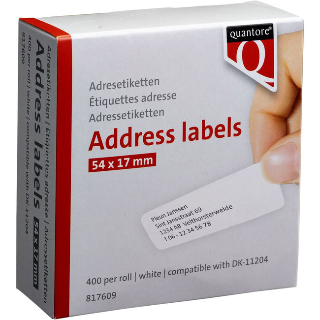 Quantore - Etichetta etichetta DK-11204 17x54mm bianca 400 pezzi