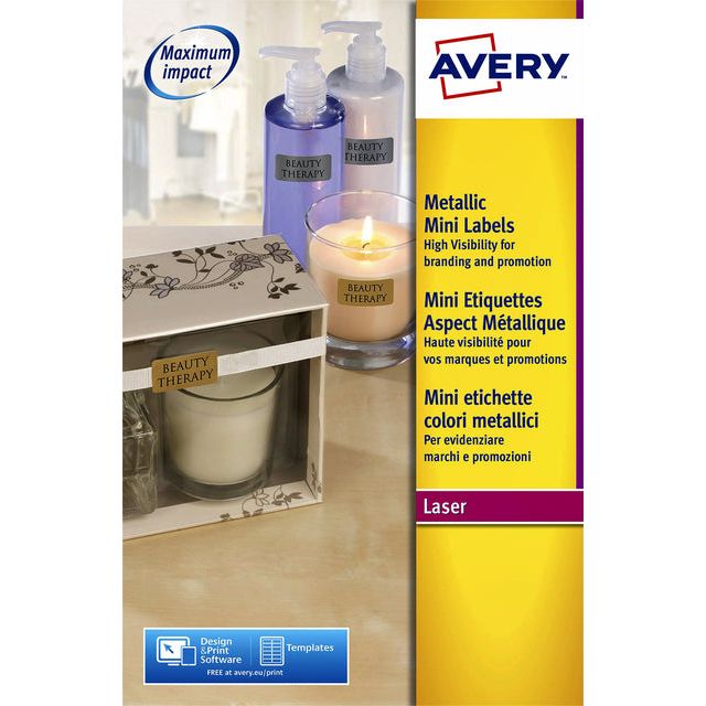 Avery - Etiket avery l7680-25 38.1x21.2mm goud 1625 stuks