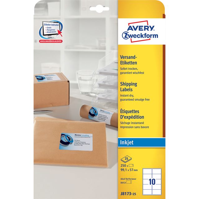 Avery -  Etiket  j8173-25 99.1x57mm wit 250st