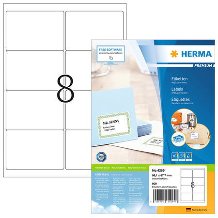 HERMA - Etiqueta 4269 99,1x67,7mm premium blanco 800 piezas
