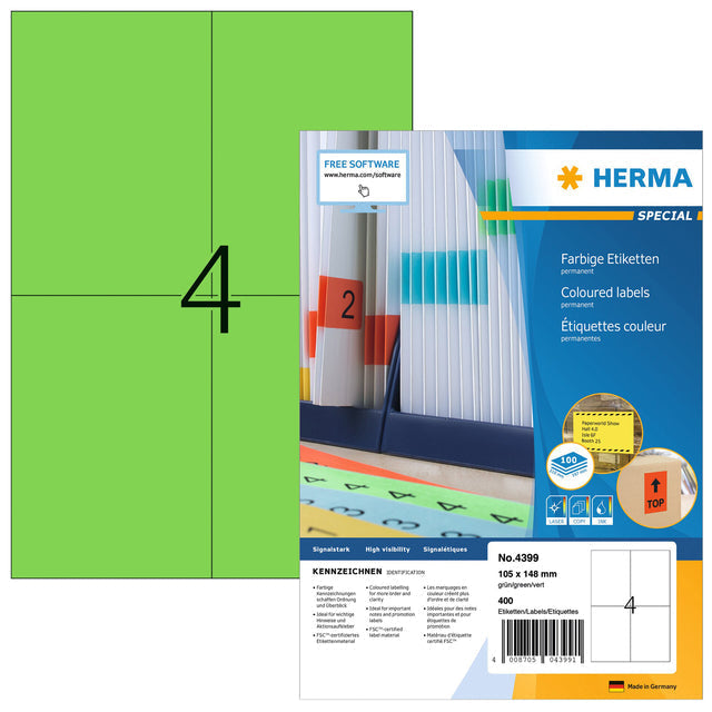 Herma - Herma 4399 105x148mm A6 Étiquette 400 Pièces | 14 pièces