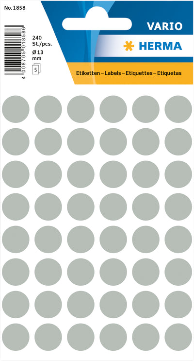 HERMA - Label 1858 round 13mm gray 240 labels