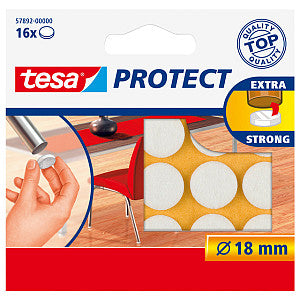 Tesa - Beschermvilt anti-kras ø18mm wit 12st | Blister a 1 stuk