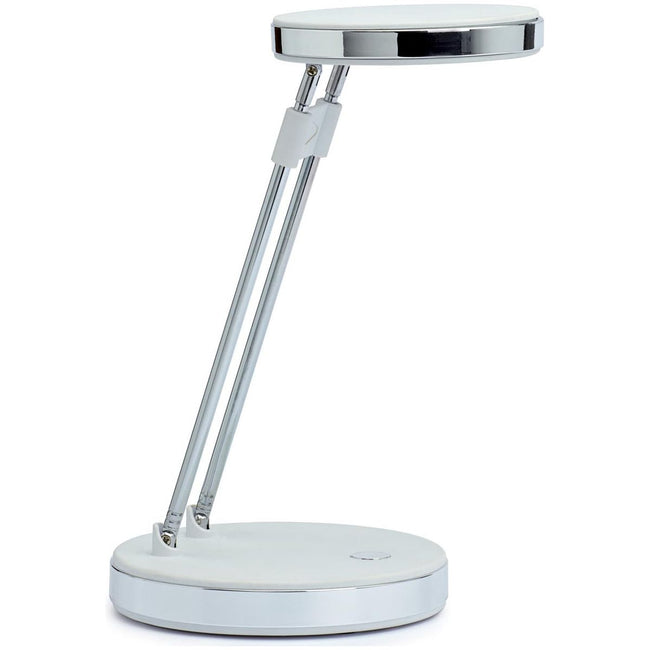 Maul - puck bureaulamp, LED, op voet, verschuifbaar in hoogte, daglicht wit licht, wit