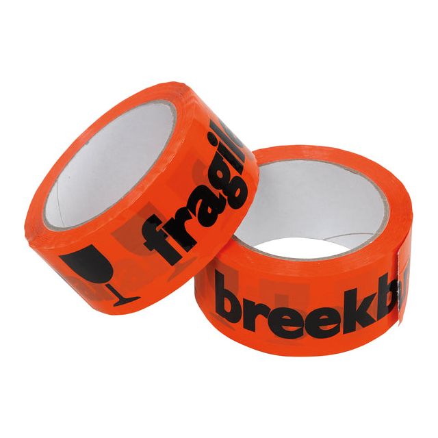 IEZZY - Waarschuwingse breekbaar 50mmx66m oranje/zwart | 3 stuks