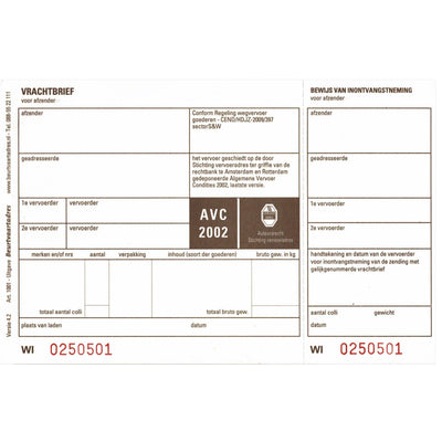 IEZZY - Consignment note BVA 1001 19x12cm 3fold 100 pieces blank