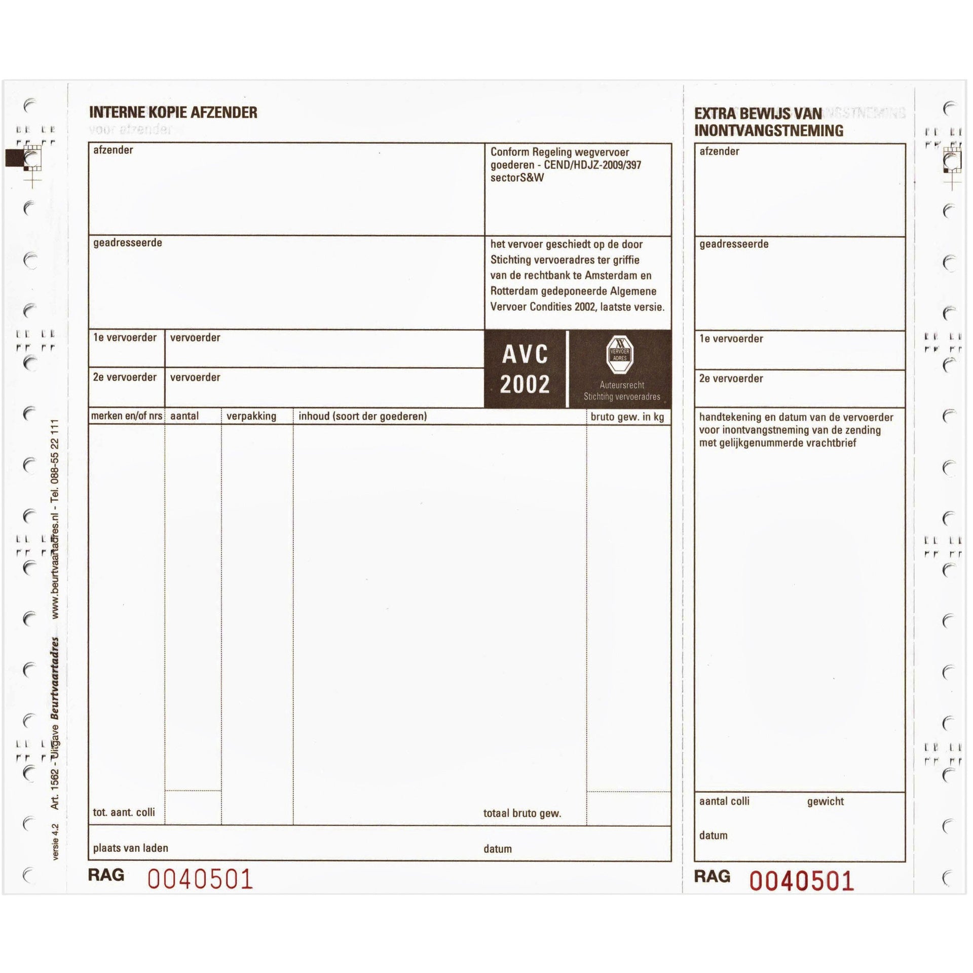 IEZZY - Lettera di vettura BVA 1562 240x200mm 4 pieghe 100 pezzi