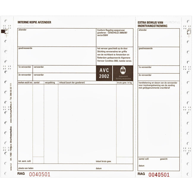 IEZZY - Lettre de transport BVA 1562 240x200mm 4 fois 100 pièces