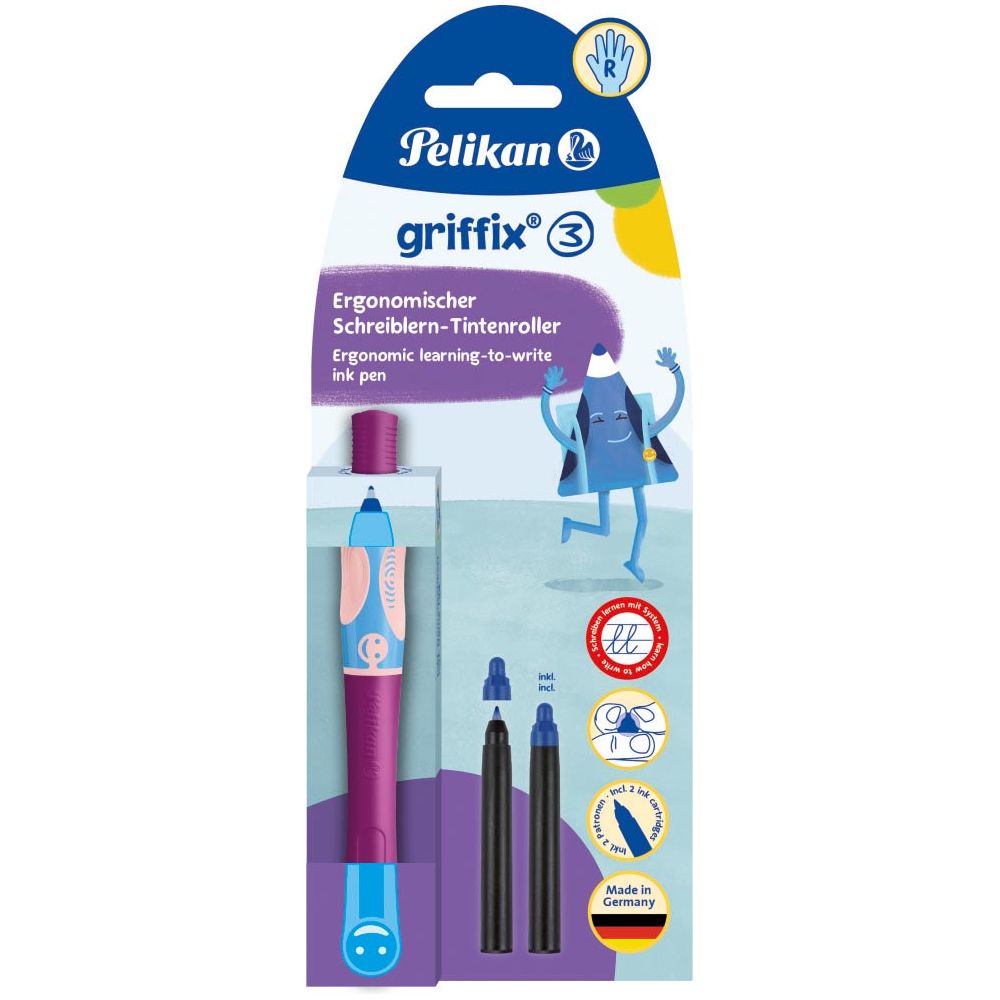 Pelikan - Griffix Roller, sur blister, pour droit -hande, violet - bleu