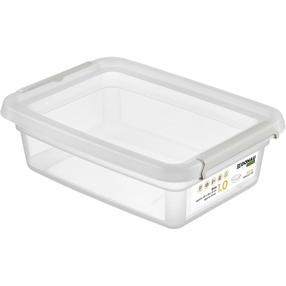 DONAU Home - boîte de rangement, 1 litre, transparente