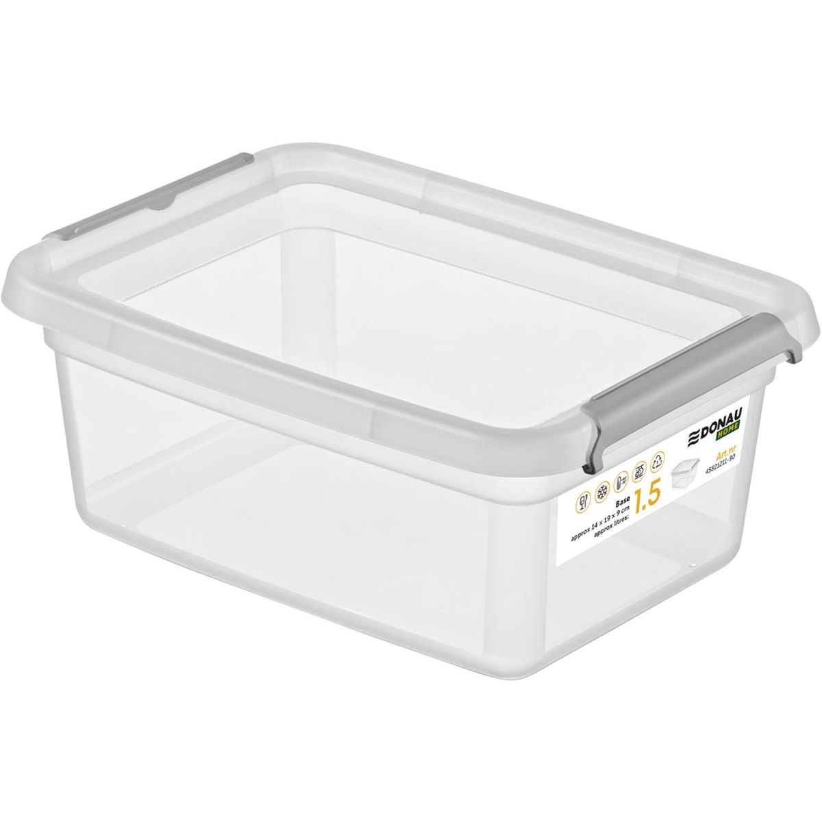 DONAU Home - caja de almacenamiento, 1,5 litros, transparente