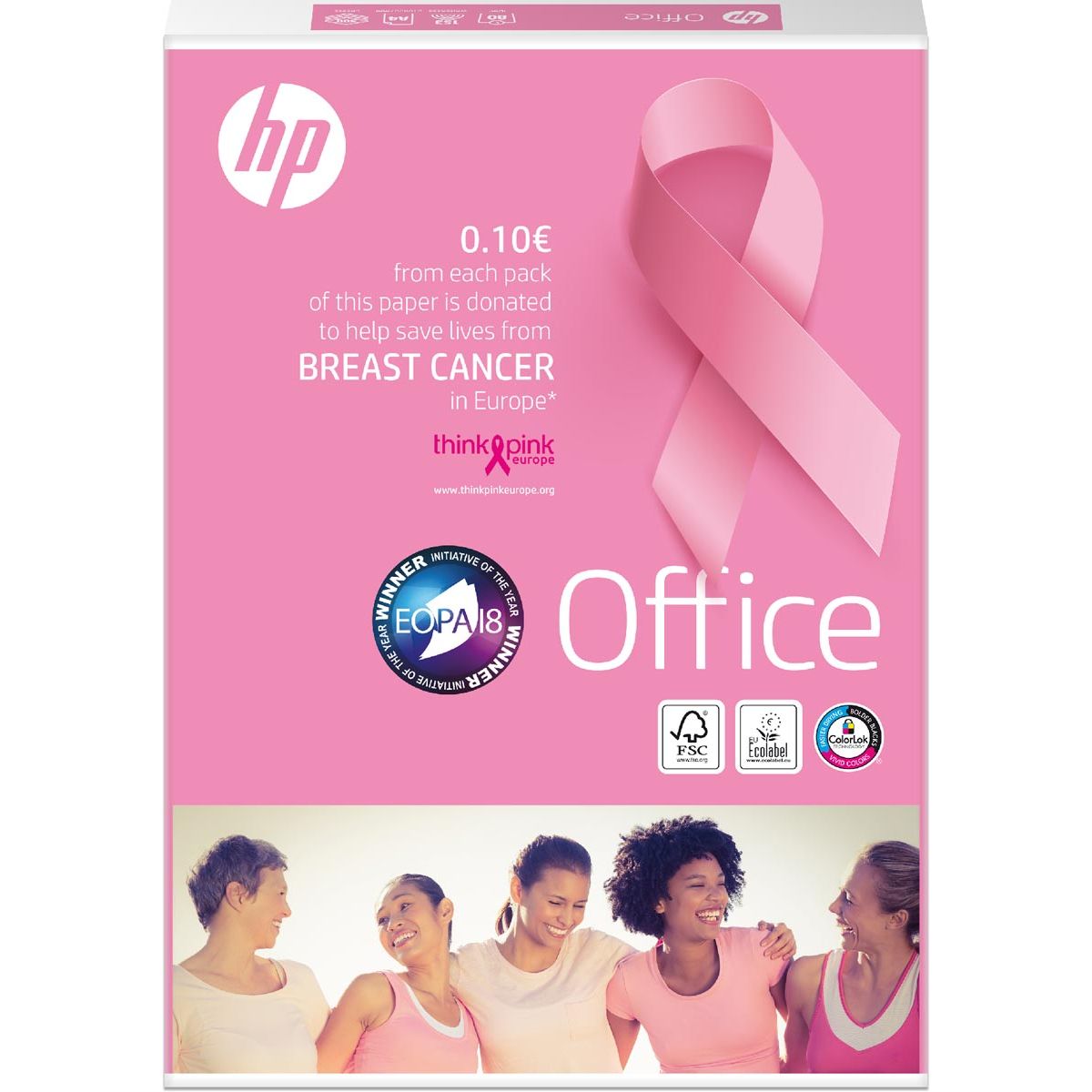 HP - Pink Ream copy paper, ft A4, 80 g, pack of 500 sheets