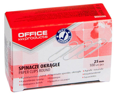 OFFICE products -   papierklemmen, 25 mm, gegalvaniseerd, doos van 100 stuks