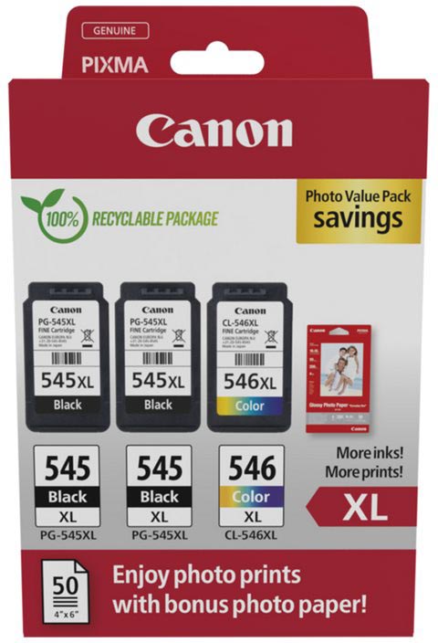 Canon - Foto-Vorteilspaket 2 x PG-545XL + 1 x CL-546XL, 300 400 Seiten, OEM 8286B015, 4 Farben