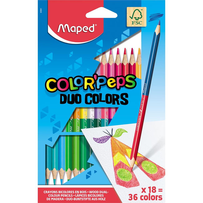 Maped - matita colorata Color'Peps Duo, blister da 18 pezzi