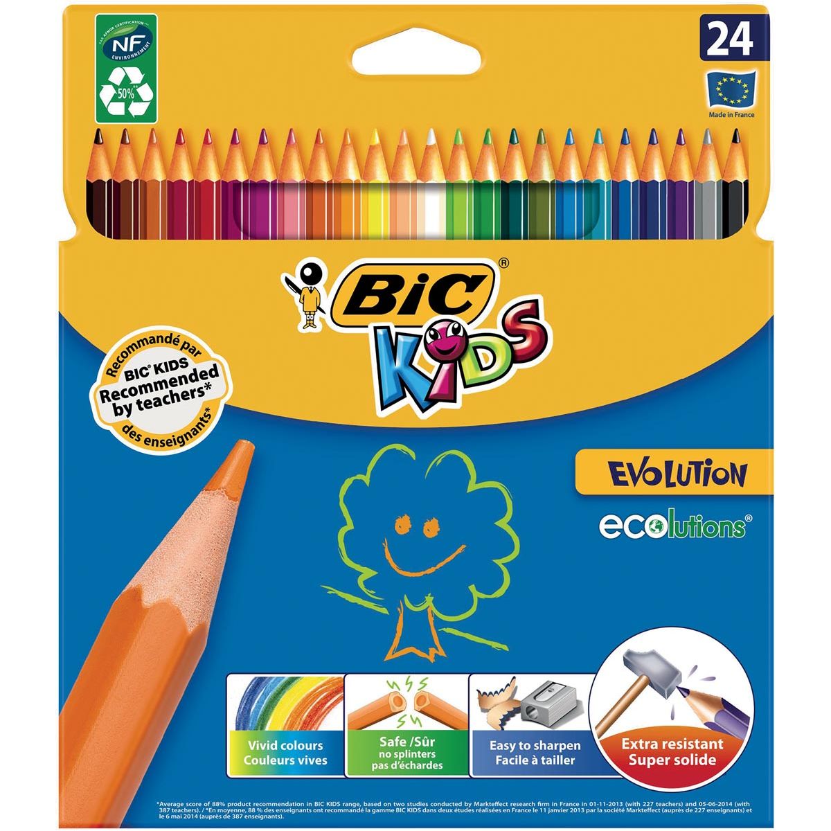 BIC Kids - Kinderfarbene Bleistift -Ökolutionen Evolution, Schachtel mit 24 Teilen