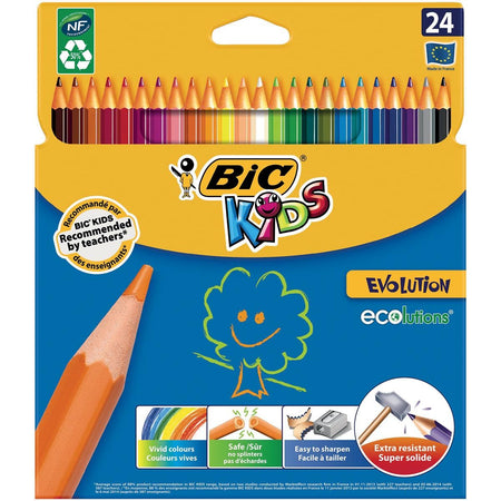 Bic Kids - Matita colorata per bambini Ecolutions Evolution, scatola da 24 pezzi