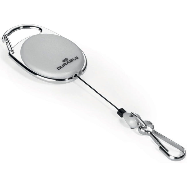 Durable - Style retractor with carabiner, gray