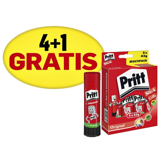 Pritt - Pegamento Stick Stick Original 43gr pack promocional 4+1 gratis | 12 piezas